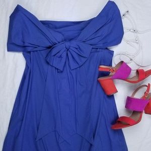 Vintage Jean Paul Gaultier Femme Off Shoulder Bow A-line Blue Dress Sz 12